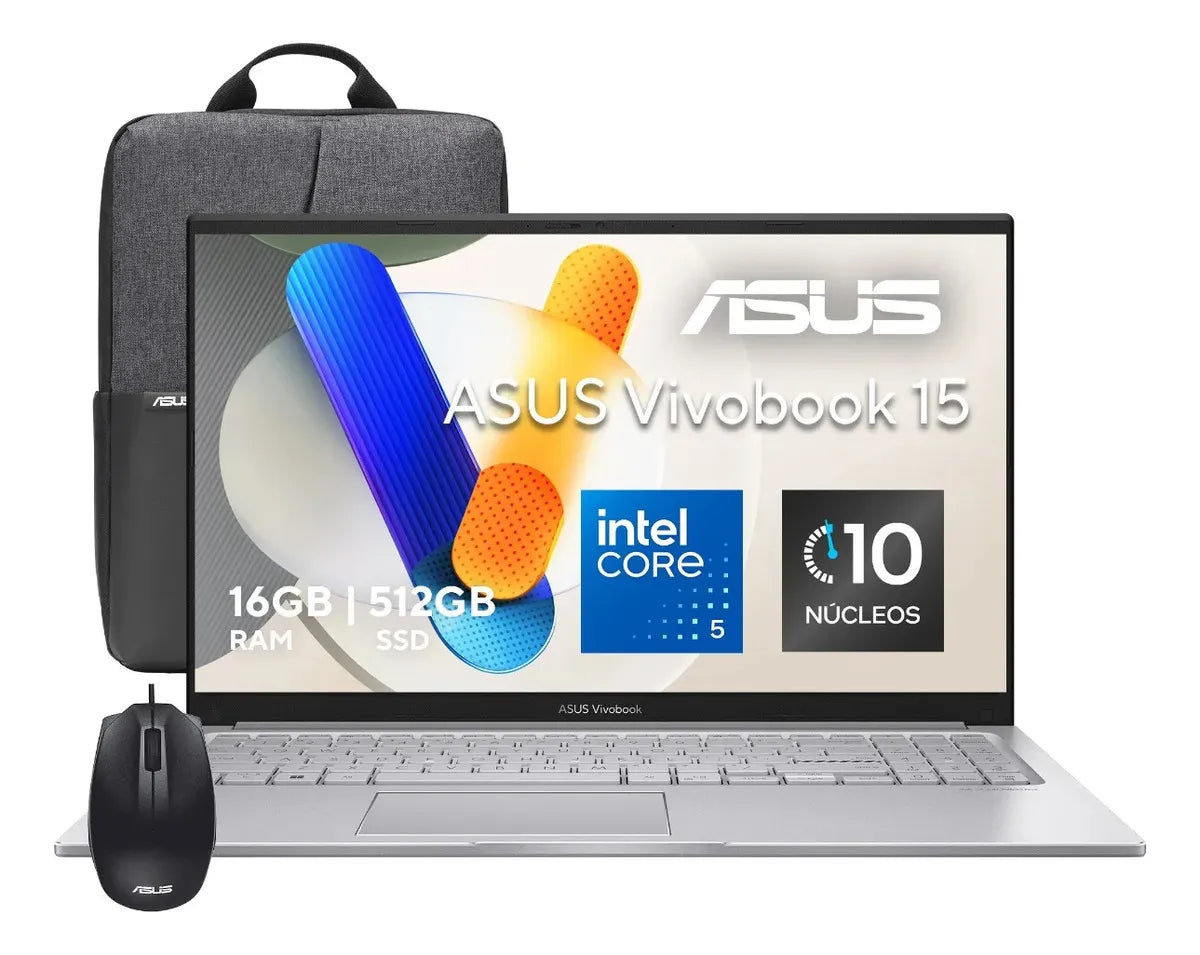 Laptop Asus Vivobook 15 Ci5 120 16GB 512GB SSD+ Mochila y Mouse